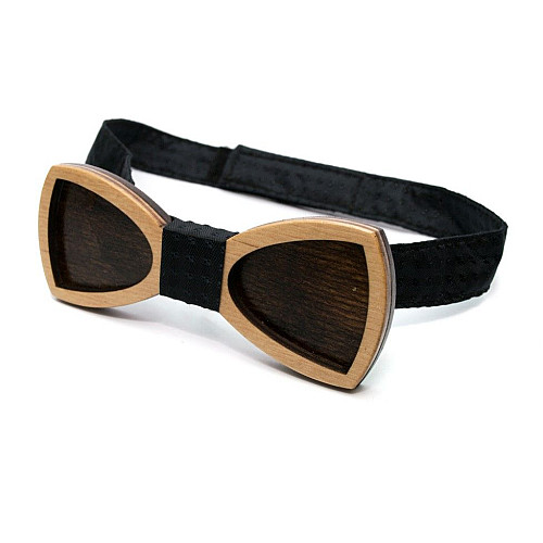 Деревянная галстук бабочка Gofin двухслойная с вырезаной окантовкой GBDH-8198