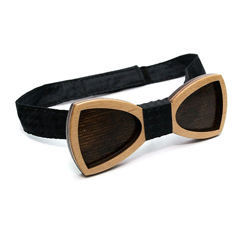 Деревянная галстук бабочка Gofin двухслойная с вырезаной окантовкой GBDH-8198