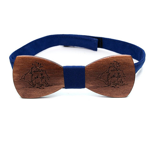 Деревянная галстук бабочка Gofin с кораблем GBDH-8200