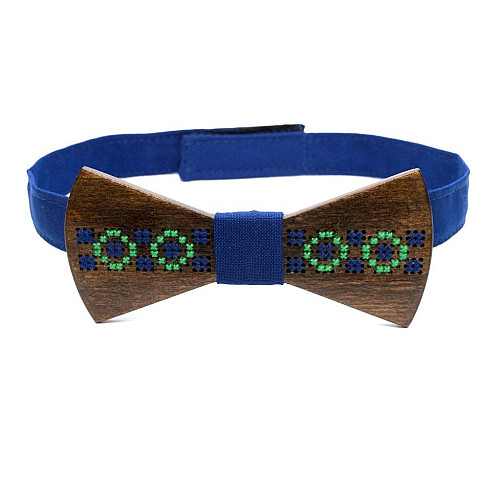 Дерев'яний краватка метелик Gofin з вишивкою GBDH-8202