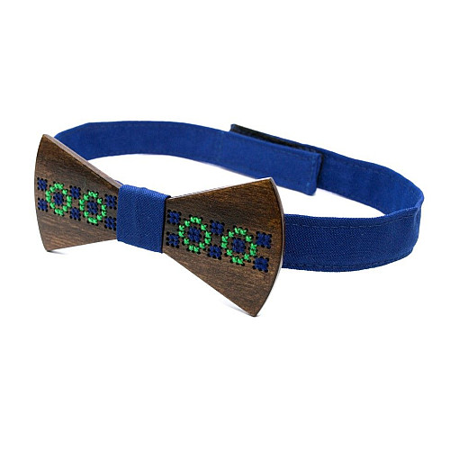 Дерев'яний краватка метелик Gofin з вишивкою GBDH-8202