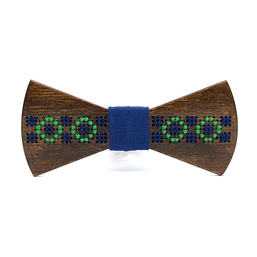 Дерев'яний краватка метелик Gofin з вишивкою GBDH-8202