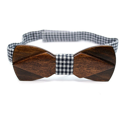 Деревянная галстук бабочка Gofin стрела темная GBDH-8209