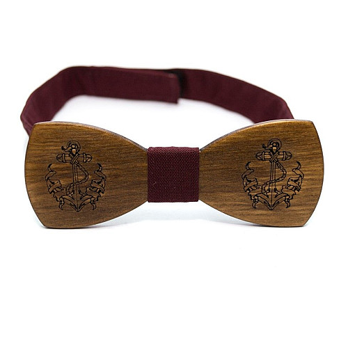 Деревянная галстук бабочка Gofin с гравировкой якоря GBDH-8211