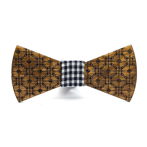 Деревянная галстук бабочка Gofin с гравировкой GBDH-8212