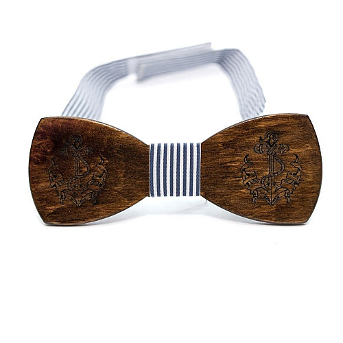 Дерев'яний метелик Gofin з гравіруванням якоря GBDH-8213