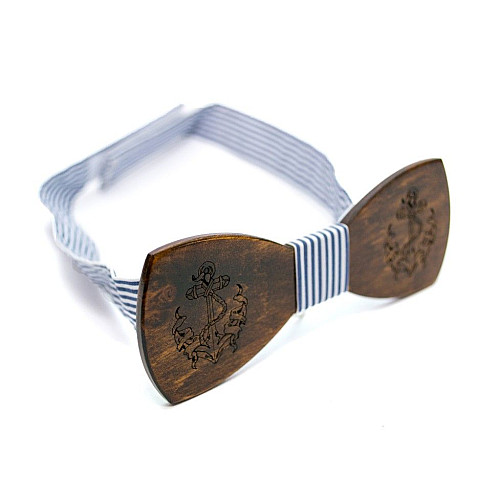 Дерев'яний метелик Gofin з гравіруванням якоря GBDH-8213