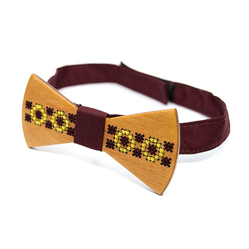 Деревянная галстук бабочка Gofin с елементами вишивки GBDH-8217