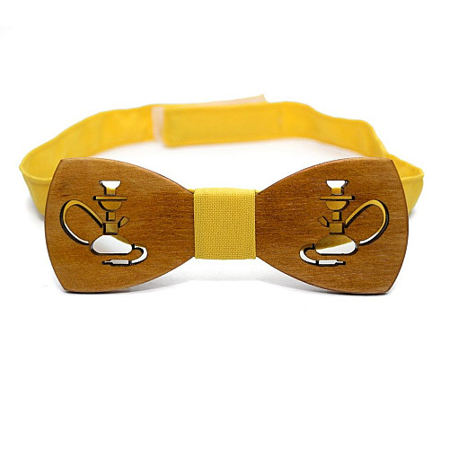 Светлая деревянная галстук бабочка Gofin с кальяном GBDH-8222