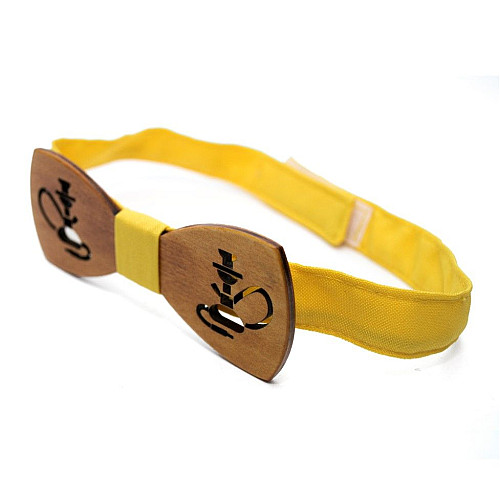 Светлая деревянная галстук бабочка Gofin с кальяном GBDH-8222