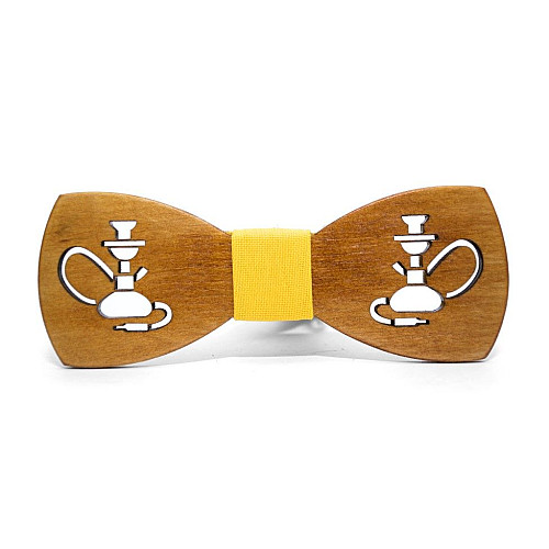 Светлая деревянная галстук бабочка Gofin с кальяном GBDH-8222