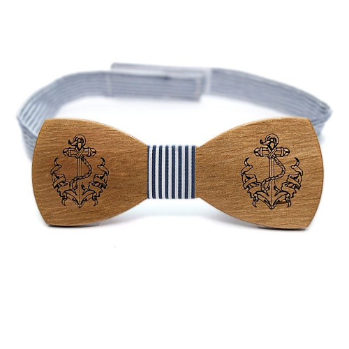 Дерев'яний краватка метелик Gofin морський з якорем GBDH-8229