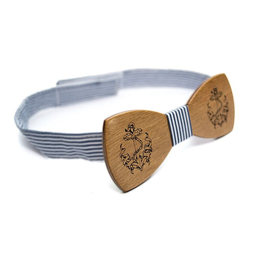 Дерев'яний краватка метелик Gofin морський з якорем GBDH-8229