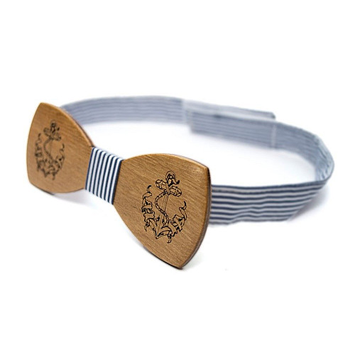 Дерев'яний краватка метелик Gofin морський з якорем GBDH-8229