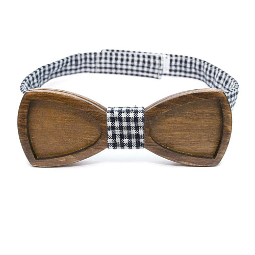 Деревянная галстук бабочка Gofin двухслойная темная с вырезом GBDH-8238