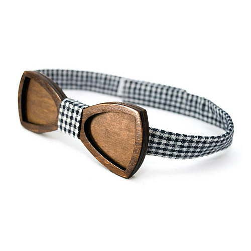 Деревянная галстук бабочка Gofin двухслойная темная с вырезом GBDH-8238