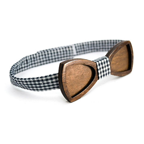 Деревянная галстук бабочка Gofin двухслойная темная с вырезом GBDH-8238