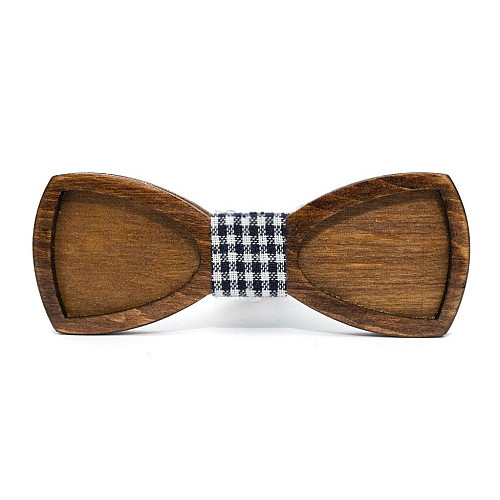 Деревянная галстук бабочка Gofin двухслойная темная с вырезом GBDH-8238