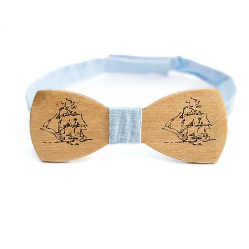 Деревянная галстук бабочка Gofin с парусником GBDH-8245