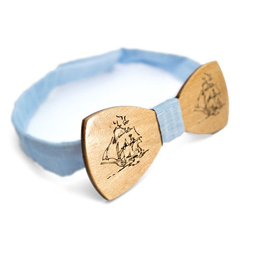 Деревянная галстук бабочка Gofin с парусником GBDH-8245