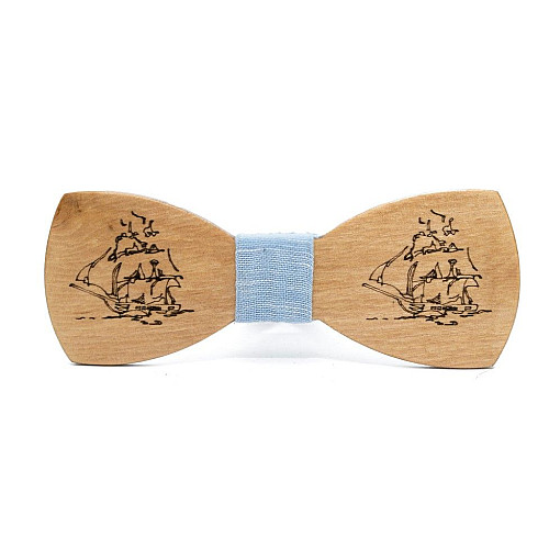 Деревянная галстук бабочка Gofin с парусником GBDH-8245