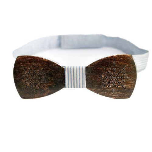 Морская деревянная галстук бабочка Gofin штурвал темная GBDH-8248