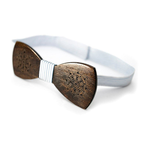 Морская деревянная галстук бабочка Gofin штурвал темная GBDH-8248