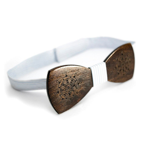 Морская деревянная галстук бабочка Gofin штурвал темная GBDH-8248