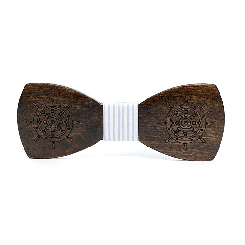 Морская деревянная галстук бабочка Gofin штурвал темная GBDH-8248