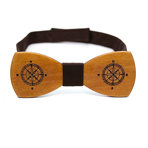 Деревянная галстук бабочка Gofin с компасом GBDH-8249
