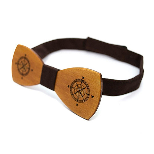 Деревянная галстук бабочка Gofin с компасом GBDH-8249