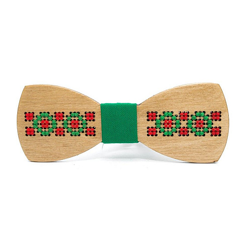 Деревянная бабочка Gofin класическая с вышивкой GBDH-8250