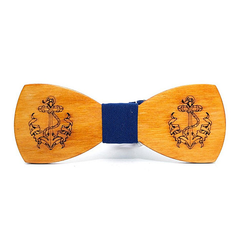 Морская деревянная галстук бабочка Gofin с якорем GBDH-8251