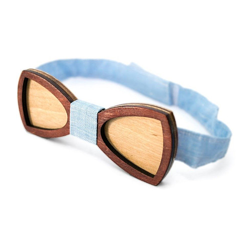 Деревянная галстук бабочка Gofin двухслойная с окантовкой GBDH-8252