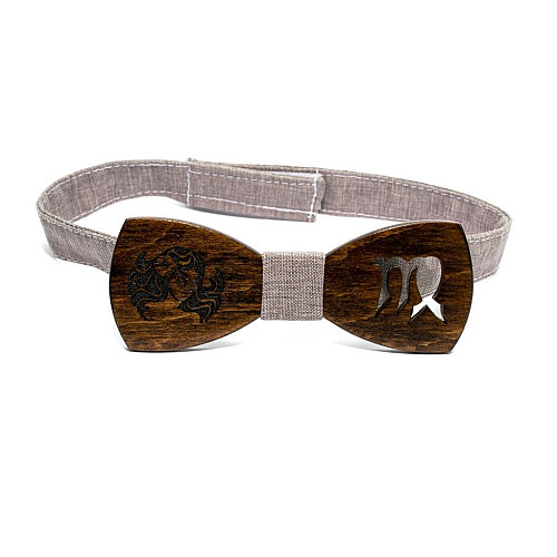 Деревянная галстук бабочка Gofin темная знак зодиака дева GBDH-8270