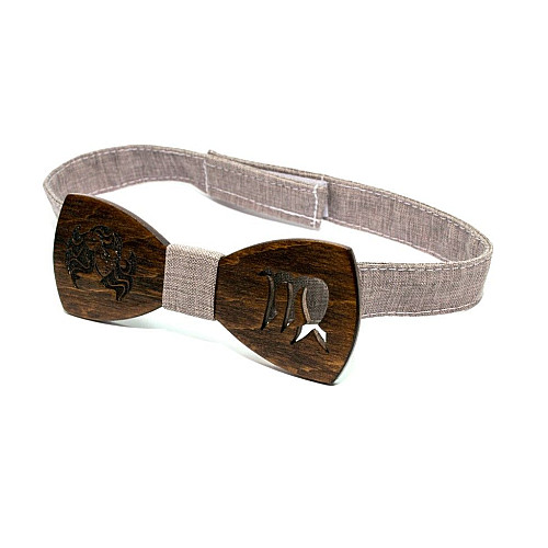 Деревянная галстук бабочка Gofin темная знак зодиака дева GBDH-8270