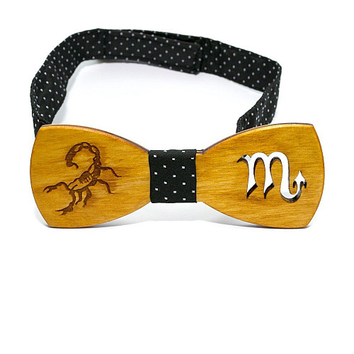 Деревянная галстук бабочка Gofin со знаком зодиака скорпион GBDH-8277