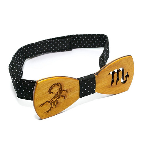 Деревянная галстук бабочка Gofin со знаком зодиака скорпион GBDH-8277
