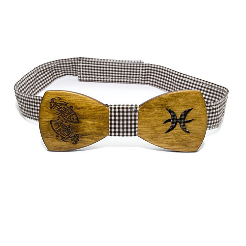 Деревянная галстук бабочка Gofin знак зодиака рыбы GBDH-8284