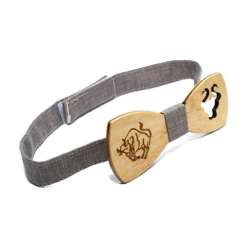 Деревянная галстук бабочка Gofin знак зодиака телец GBDH-8285