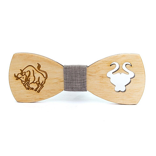 Деревянная галстук бабочка Gofin знак зодиака телец GBDH-8285