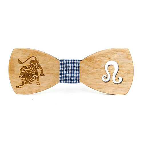 Деревянная галстук бабочка Gofin знак зодиака лев GBDH-8286