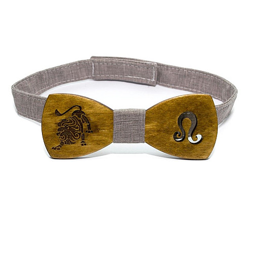 Деревянная бабочка Gofin знак зодиака лев GBDH-8288