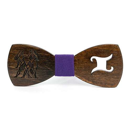 Деревянная галстук бабочка Gofin знак зодиака близнецы GBDH-8289