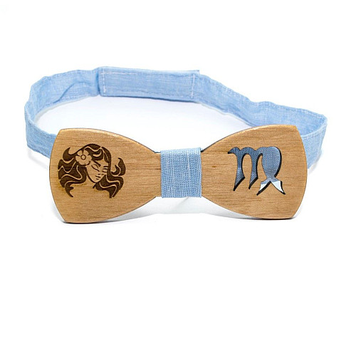 Светлая деревянная галстук бабочка Gofin знак зодиака дева GBDH-8290