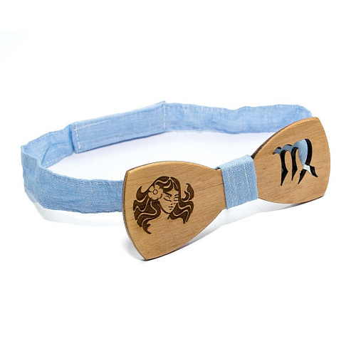 Светлая деревянная галстук бабочка Gofin знак зодиака дева GBDH-8290