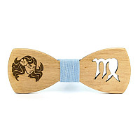 Світла дерев'яна краватка метелик Gofin знак зодіаку діва GBDH-8290