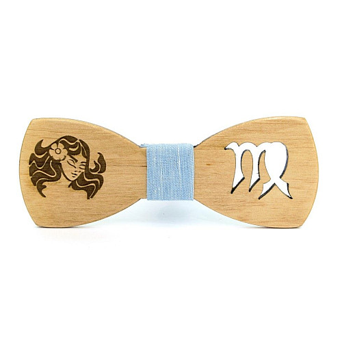 Светлая деревянная галстук бабочка Gofin знак зодиака дева GBDH-8290
