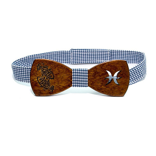 Дерев'яна краватка метелик Gofin знак зодіаку риби GBDH-8292