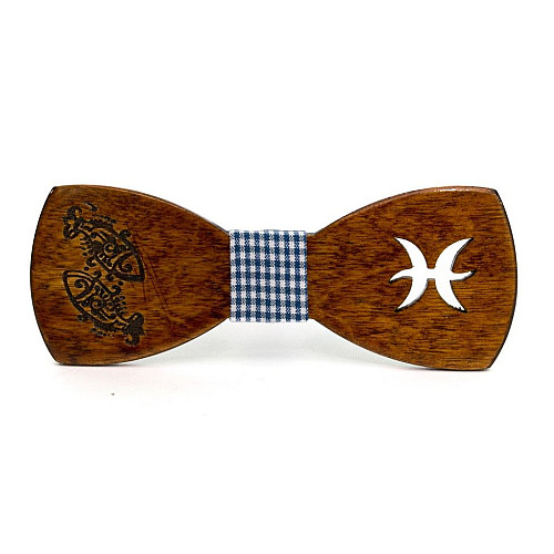 Дерев'яна краватка метелик Gofin знак зодіаку риби GBDH-8292